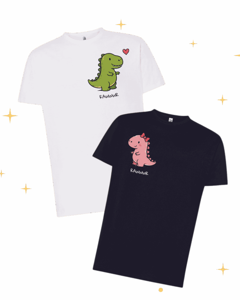 ZESTAW MACHING KOSZULKI DLA PAR | Dinozauy